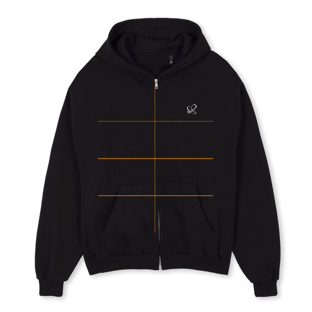 SONEFURTHERTGT Black Oversized Zipped Hoodie.