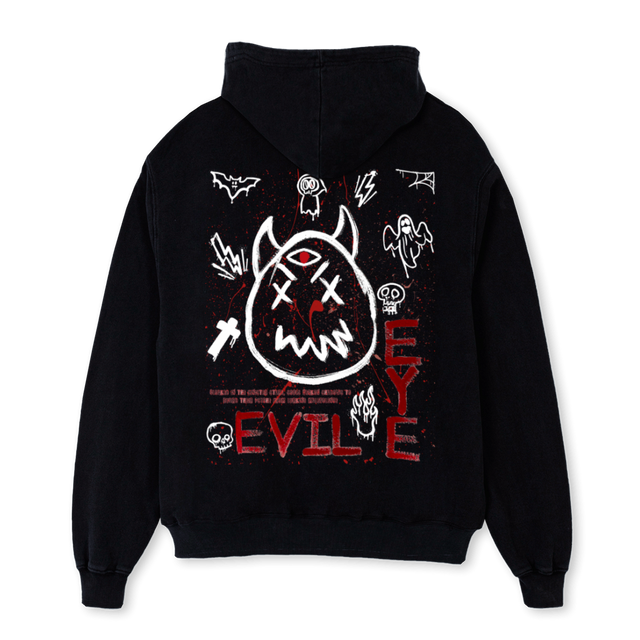 EVILEYE Black Oversized Hoodie.