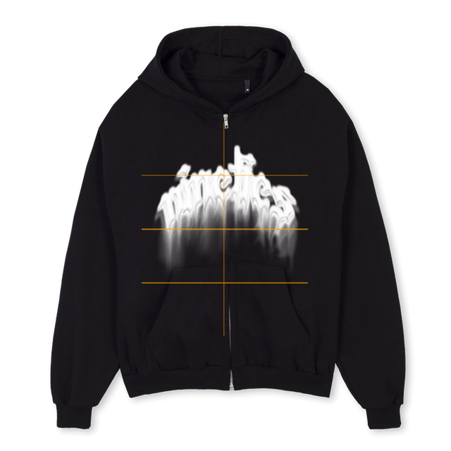 ZIPPERONE Black Oversized Zipped Hoodie.