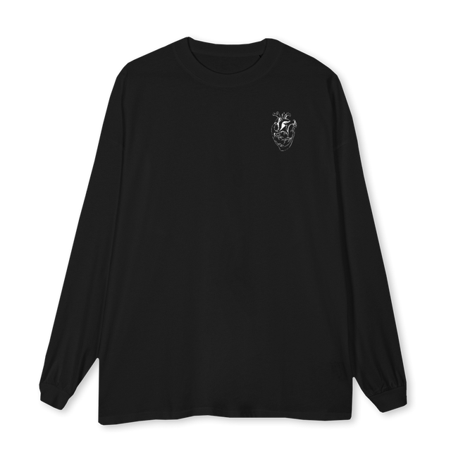 SOLDOUTHEARTLSFRONTH Black Oversized LS Tee.