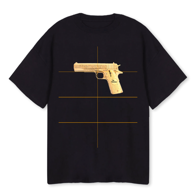 OVERSIZELARGEGUN Black Oversized Tee.
