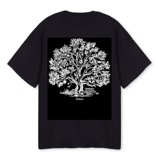 SOLACETREE Black Oversized Tee.