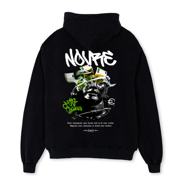 NOVREGRAFITTI Black Oversized Hoodie.