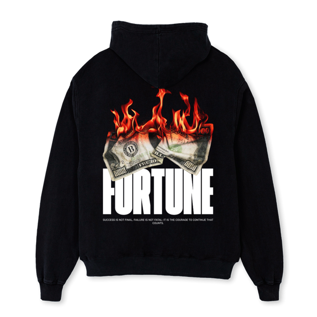 FORTUNENOVRE Black Oversized Hoodie.