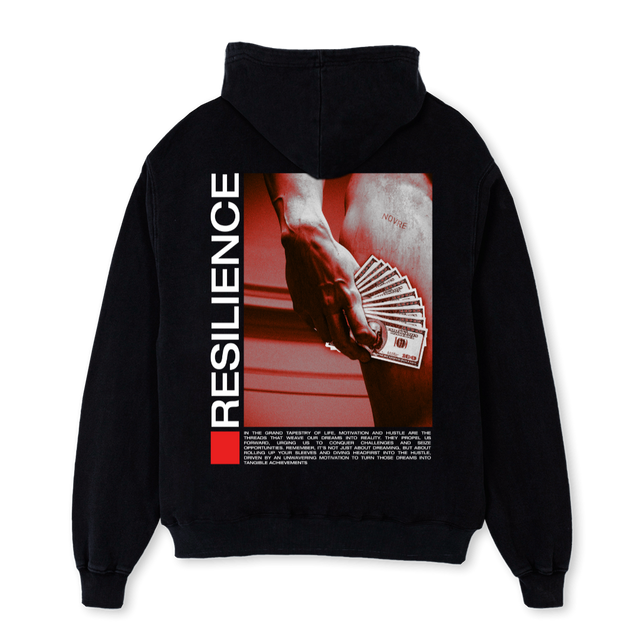 RESILENCENOVRE Black Oversized Hoodie.