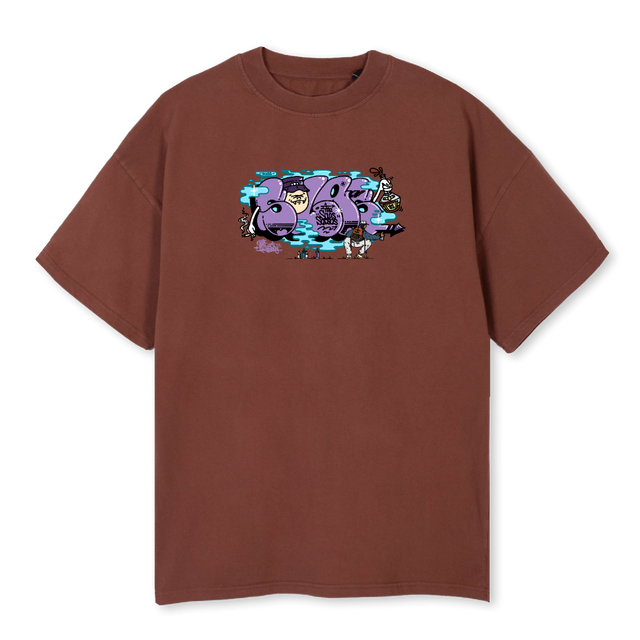 WETWALL  Vintage Brown Oversized Tee.