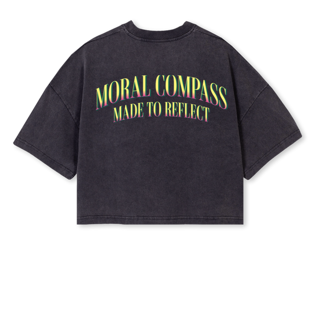 MCSAILCROP Vintage Black Cropped Oversized Tee.