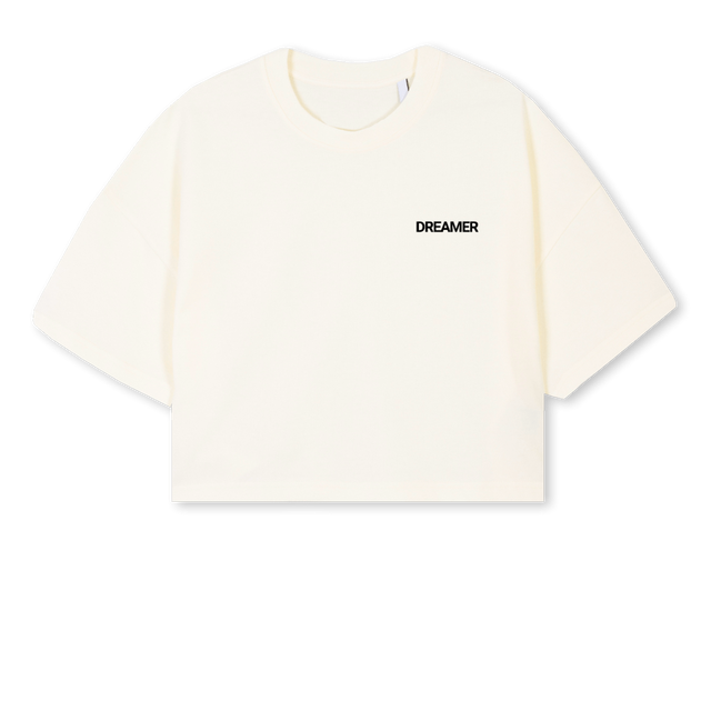 MAKINGDREAMSCROPOP Cream Cropped Oversized Tee.