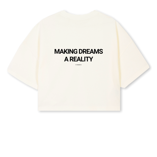 MAKINGDREAMSCROPOP Cream Cropped Oversized Tee.