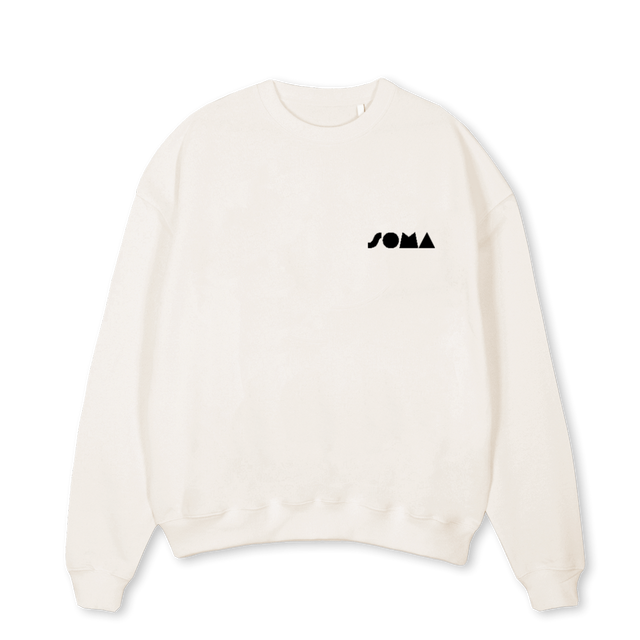 SOMASWEATONE Vintage White Oversized Crewneck Sweater.