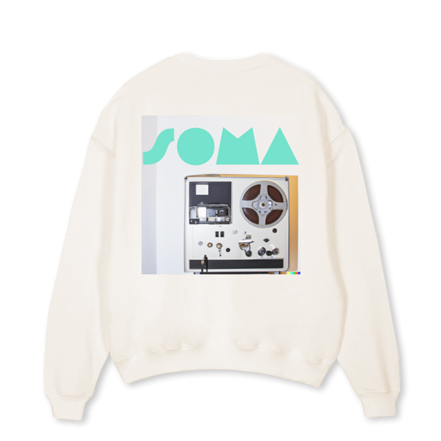 SOMASAMPLETHREE Vintage White Oversized Crewneck Sweater.
