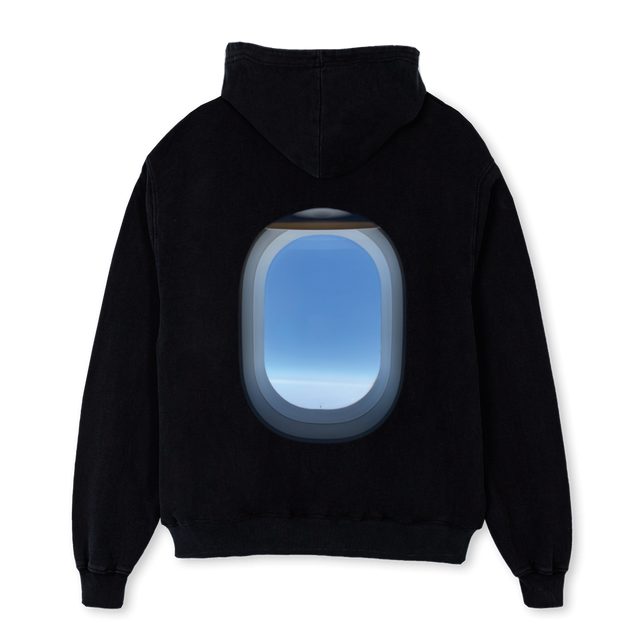 WINDOW Black Oversized Hoodie.