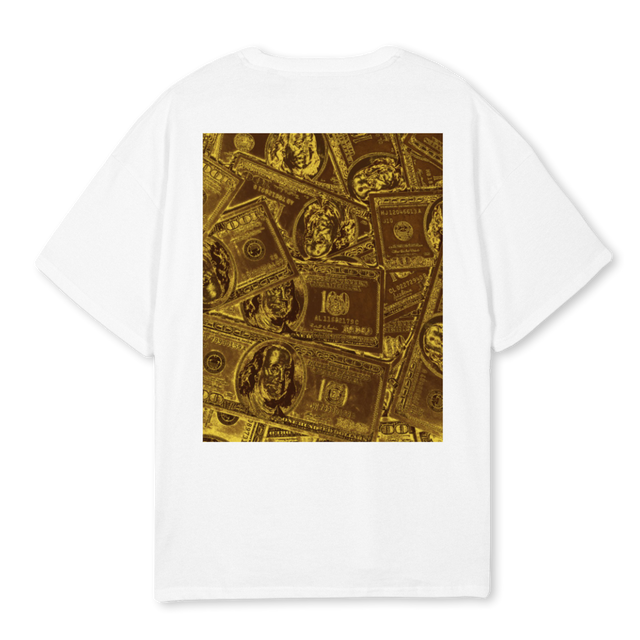 GOLDENBILLS White Oversized Tee.