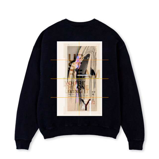 UPSTREAM Black Oversized Crewneck Sweater.