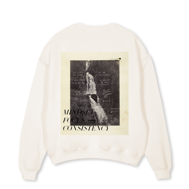 WATERFALL Vintage White Oversized Crewneck Sweater.