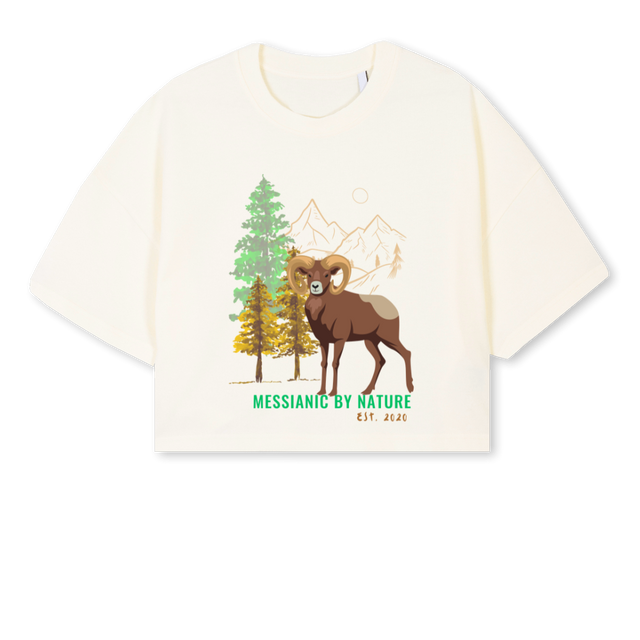 WILDERGREENCROP Cream Cropped Oversized Tee.