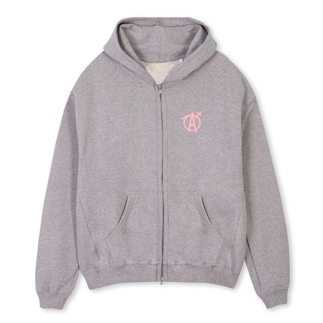 HWAGN Grey Marl Oversized Zipped Hoodie.