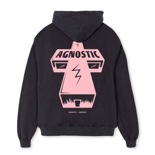HWAGN Vintage Black Oversized Zipped Hoodie.
