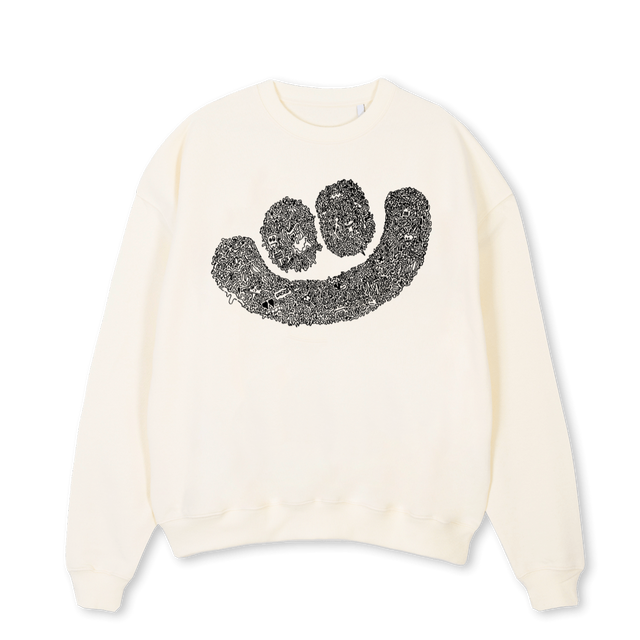 CREMESMILEYCREW Cream Oversized Crewneck Sweater.