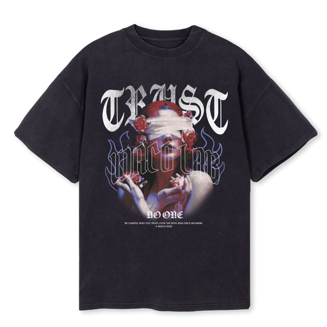 TRUSTNOONE Vintage Black Oversized Tee.