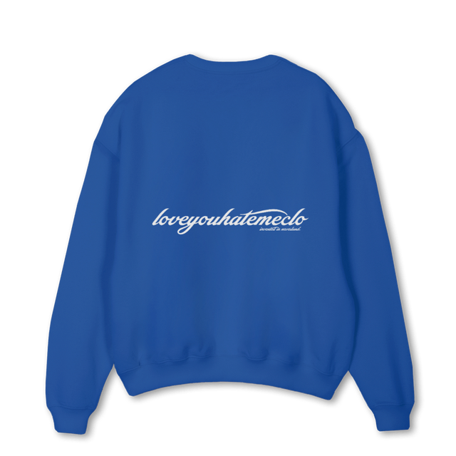 NEVERLAND Cobalt Blue Oversized Crewneck Sweater.