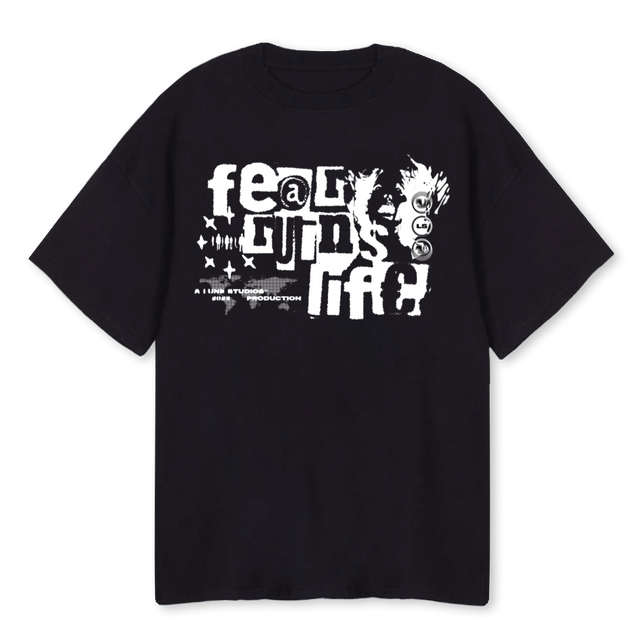 LUNEFRLTSHIRT Black Oversized Tee.