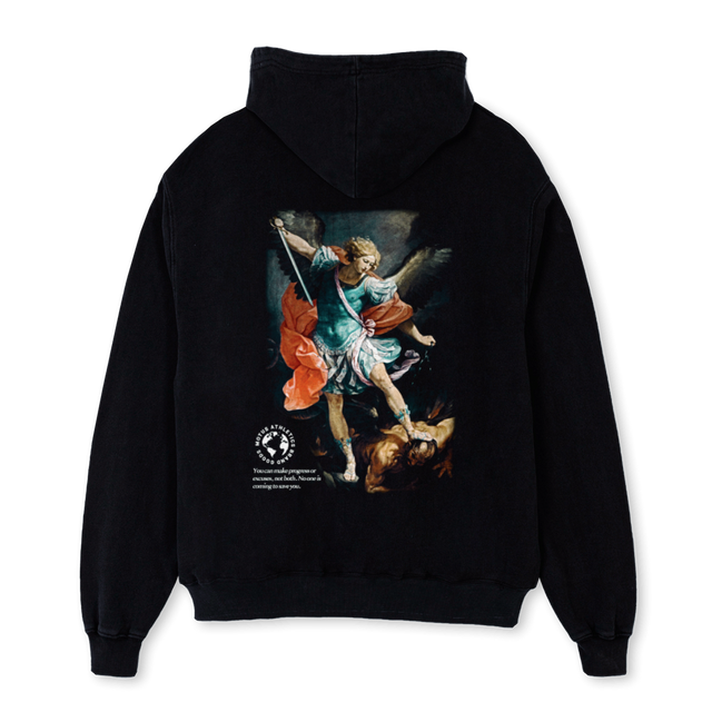 YOUNGANDNAIVEHOODIE Black Oversized Hoodie.