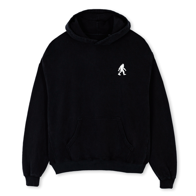 SSSCESSENTIALSBHOOD Black Oversized Hoodie.