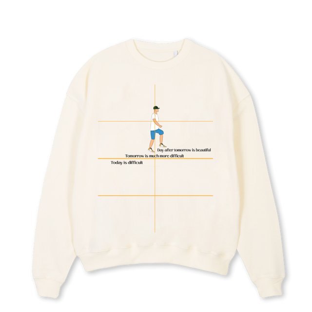 QUOTE  Cream Oversized Crewneck Sweater.