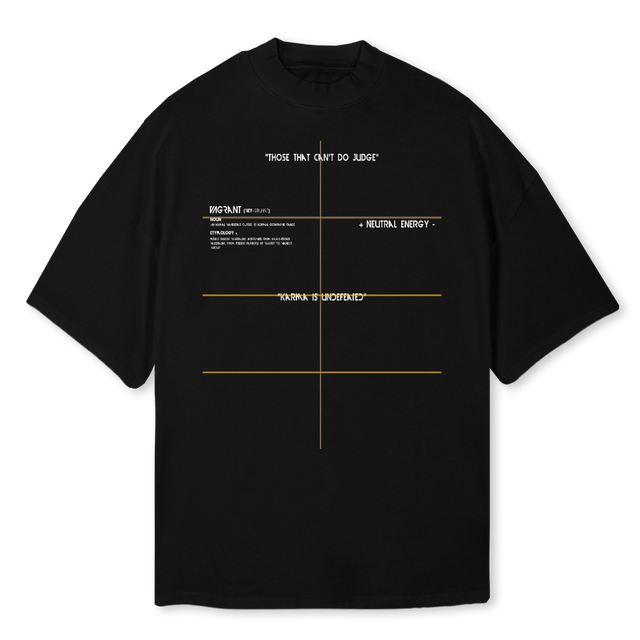 VIEWS Black Oversized Mock Neck Tee.