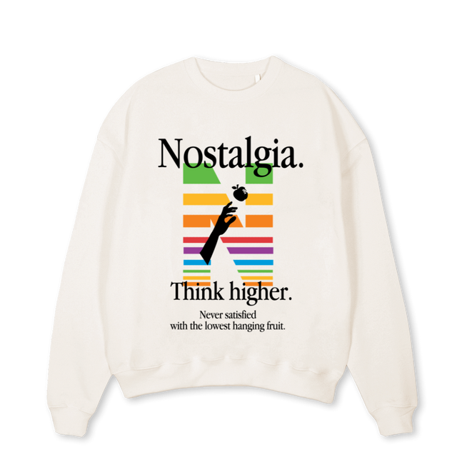 NOSTALGIAMAC Vintage White Oversized Crewneck Sweater.