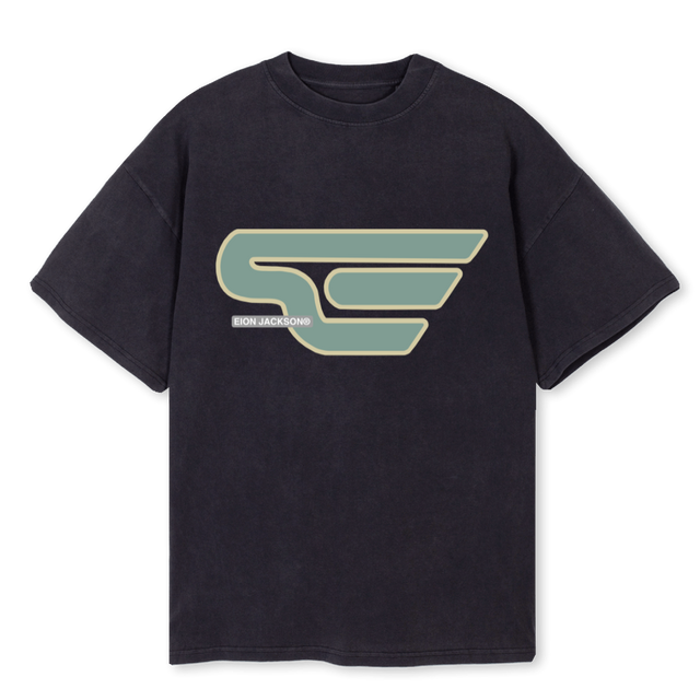 WING Vintage Black Oversized Tee.