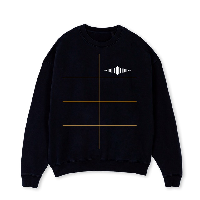 CREWBLWHIIGS Black Oversized Crewneck Sweater.