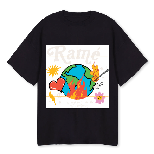 TEMPORARY Black Oversized Tee.