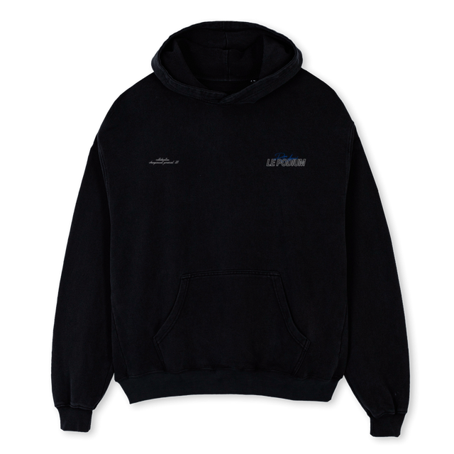PODIUMXDYOSNOIR Black Oversized Hoodie.