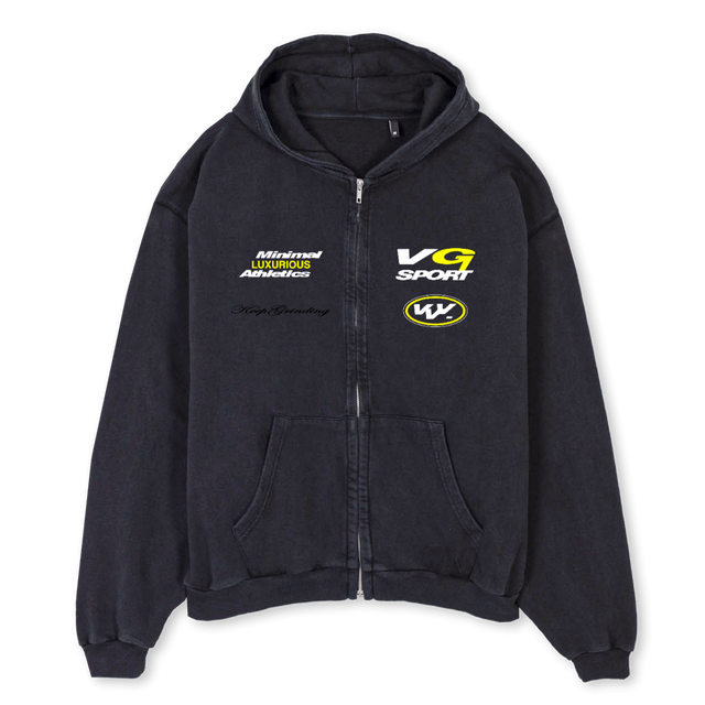 GARAGEVBZIP Vintage Black Oversized Zipped Hoodie.
