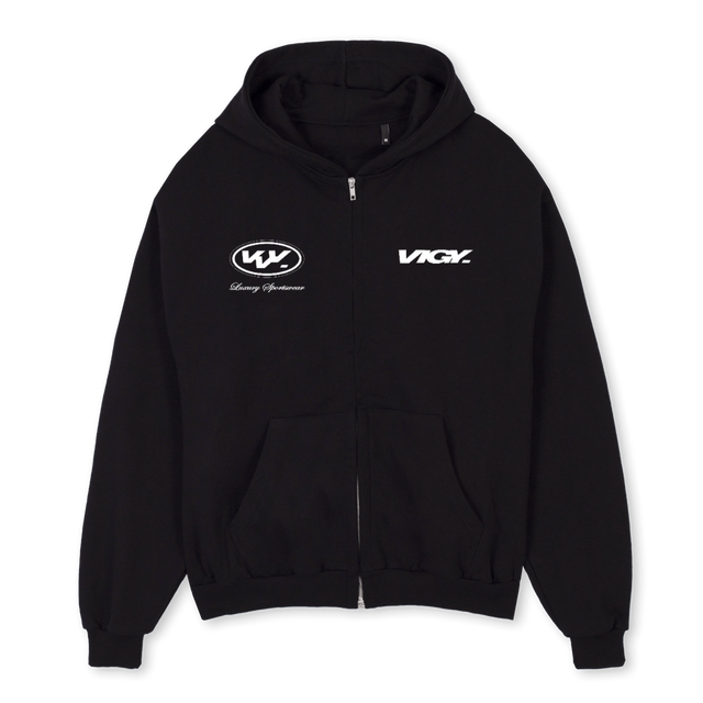 SIGNATUREBZIP Black Oversized Zipped Hoodie.