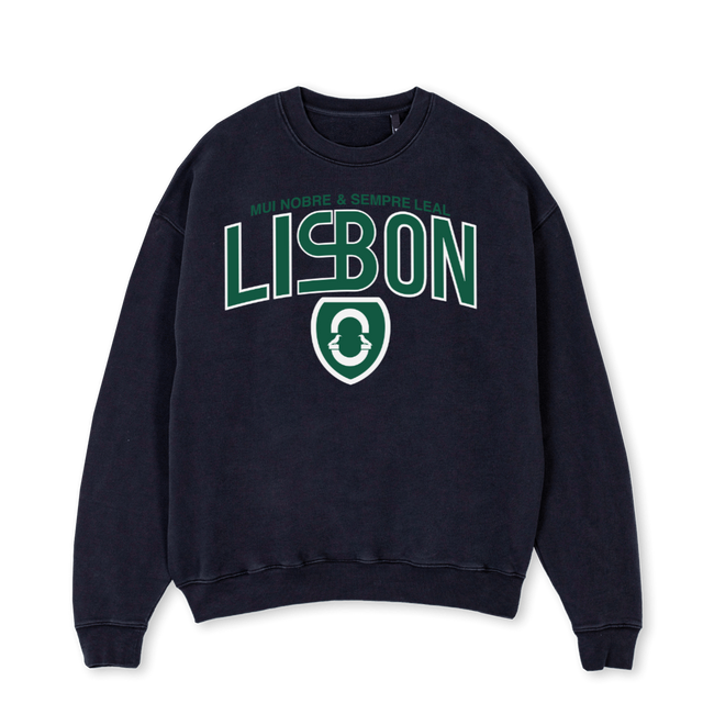LISBON Vintage Black Oversized Crewneck Sweater.