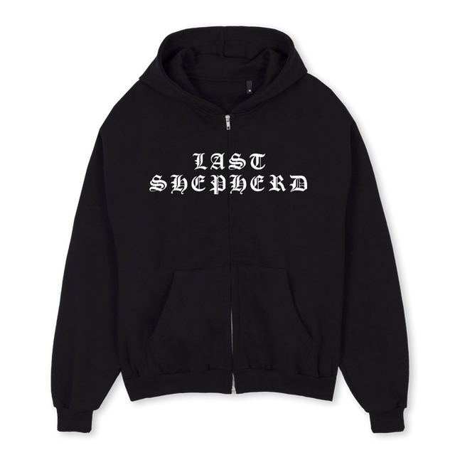 LASTSHEPHERDZIPPED Black Oversized Zipped Hoodie.