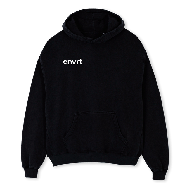 CNVRTHOODIEVONE Black Oversized Hoodie.