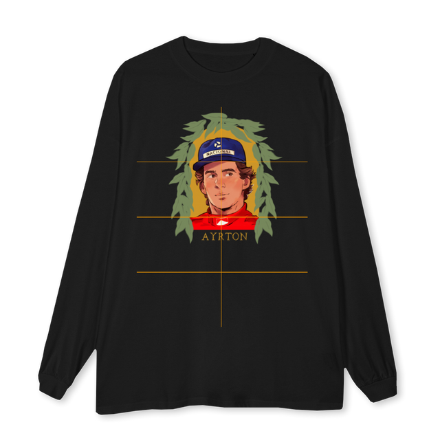 AYRTONCREWNECKBLACK Black Oversized LS Tee.