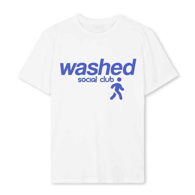 WSHDSOCIALBLUE White Regular Tee.