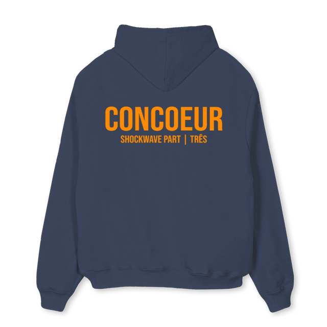 THRE Navy Blue Oversized Hoodie.