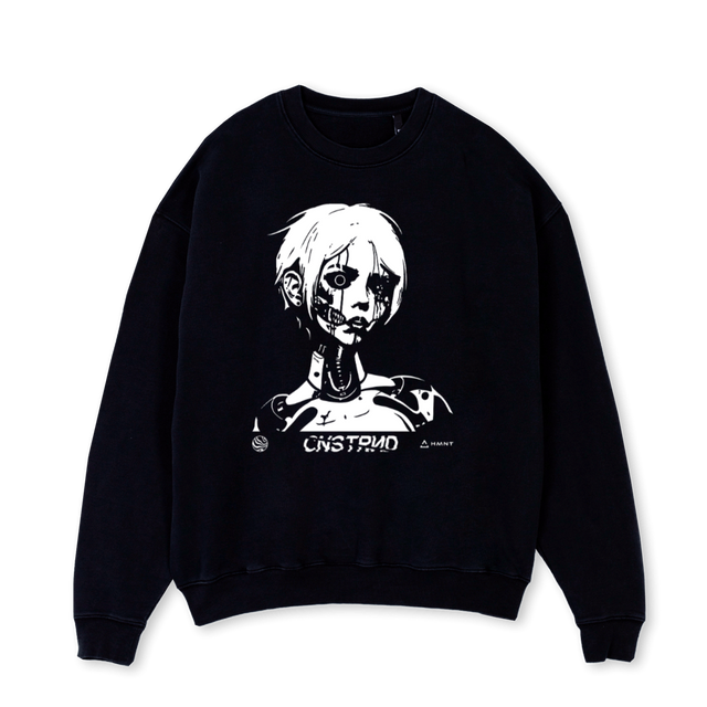 EVE Black Oversized Crewneck Sweater.