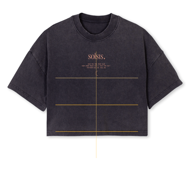 CROPSOLBLK Vintage Black Cropped Oversized Tee.