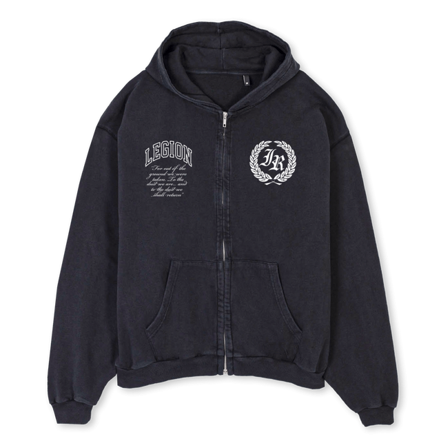 LGN Vintage Black Oversized Zipped Hoodie.
