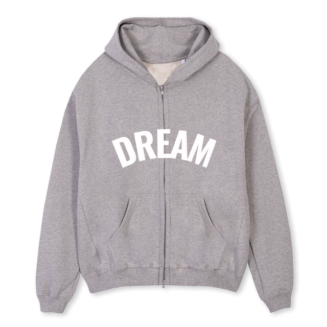 DREAM Grey Marl Oversized Zipped Hoodie.