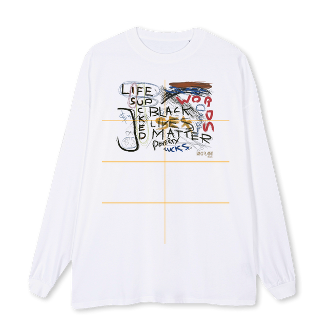 ANGRYSOCIETY White Oversized LS Tee.