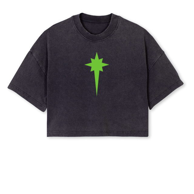 GIZA  Vintage Black Cropped Oversized Tee.