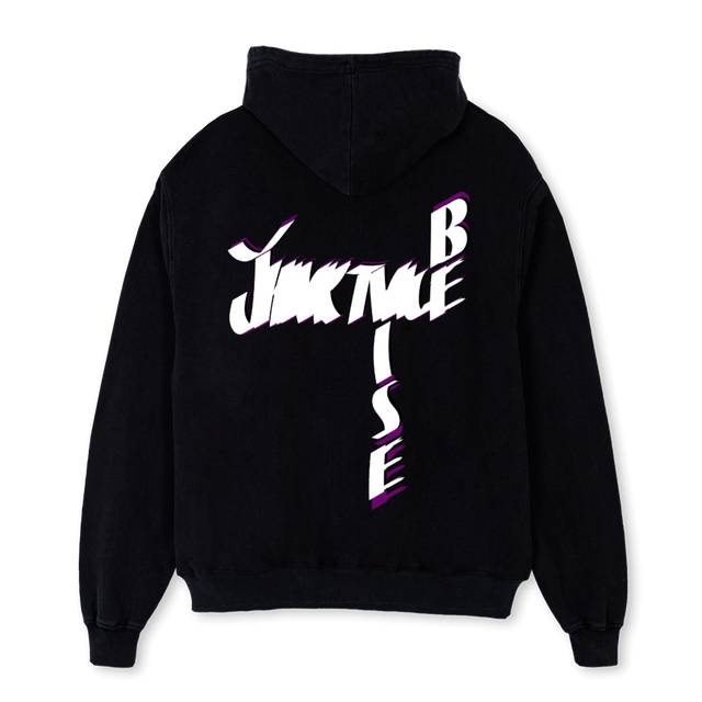 AUBNOS  Black Oversized Zipped Hoodie.